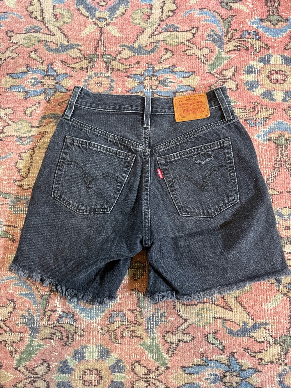 Levi's Black Washed Denim Cutoff Shorts